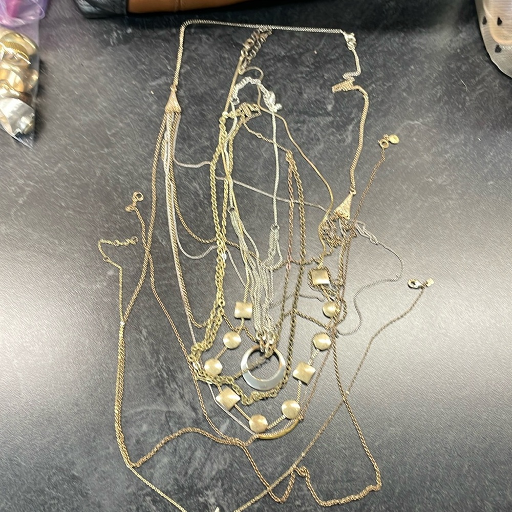 Silver Gold tone necklace bundle
